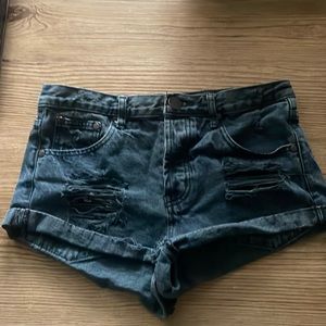 Tobi black denim distressed shorts